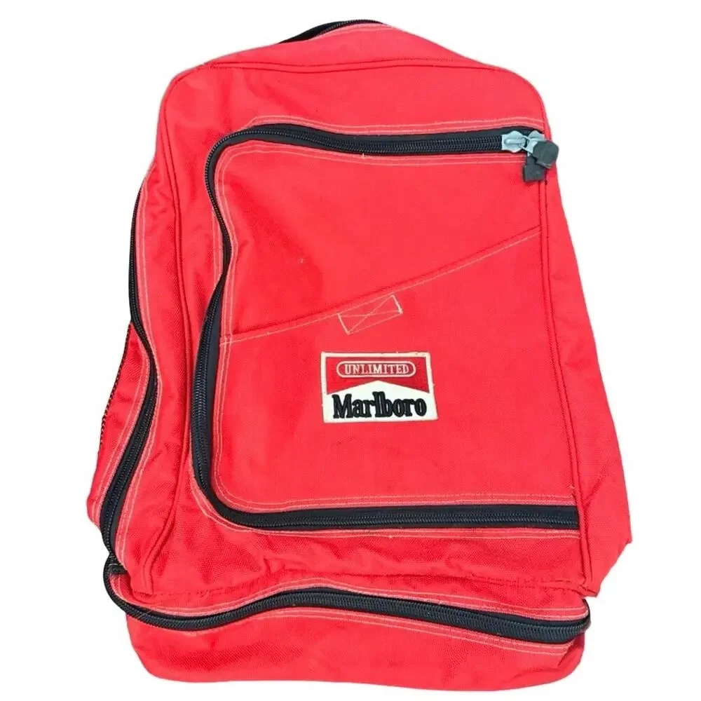 Vtg 90s MARLBORO Red Unlimited Convertible Backpack/Duffle Bag Camping canvas